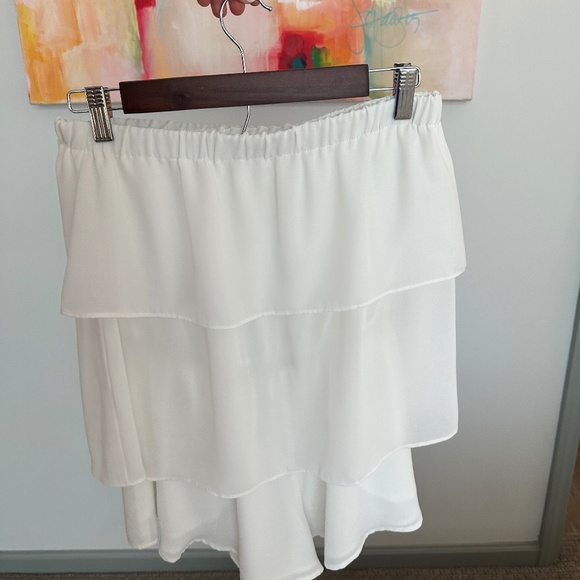 Parker White Tiered Strapless Romper - Picture 2 of 6